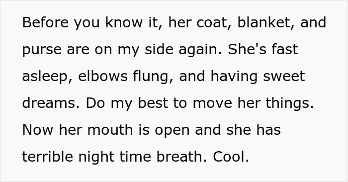 Text about dealing with a rude plane passenger who lost her purse.