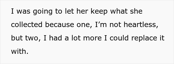 Text discussing the decision to let the neighbor's autistic granddaughter keep Easter collection items.