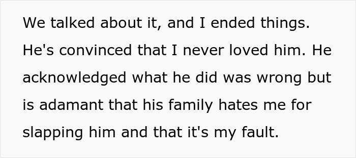 Text discussing the aftermath of a birthday incident where a man smashed cake in his girlfriend's face.