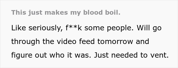 Text expressing anger over plant thief, mentioning checking video feed to identify the culprit.