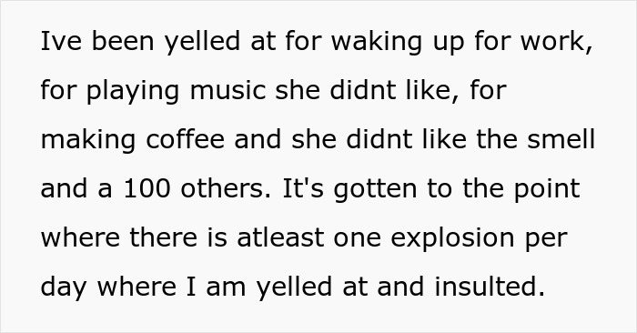 Text describing a husband being yelled at daily for minor things by his pregnant wife.