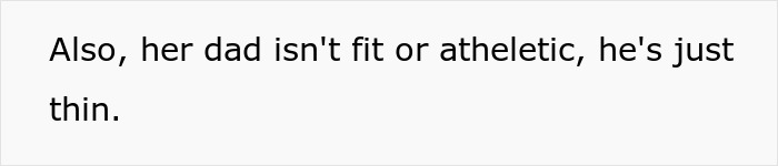 Text on white background stating a woman calling out husband for fat-shaming their 13-year-old daughter.