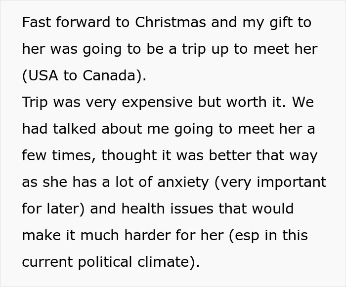 Text description about a guy's expensive trip to visit his long-distance girlfriend in Canada.