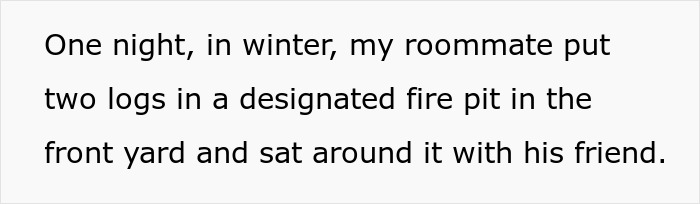 Text about a winter night incident involving a fire pit, related to a crazy neighbor suing again. Text about a winter night incident involving a fire pit, related to a crazy neighbor suing again.