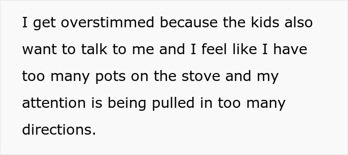 Text about woman feeling overstimulated with attention demands. Text about woman feeling overstimulated with attention demands.