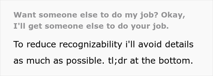 Text on a sign about a job task exchange, related to a rude client demanding ticket escalation.