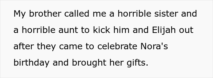 Text about family drama at a birthday party, involving a spoiled boy demanding ice cream.