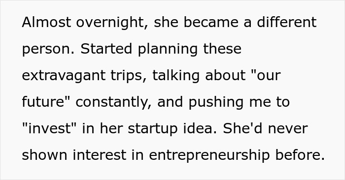 Text about a guy explaining his break-up due to lack of energy for partner's ambitions and future plans.