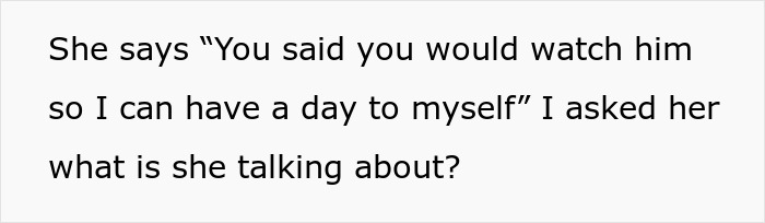 Text from an in-law babysitting miscommunication about watching a child.