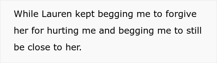 Woman rejects sister's apology request over past conflict regarding a man.