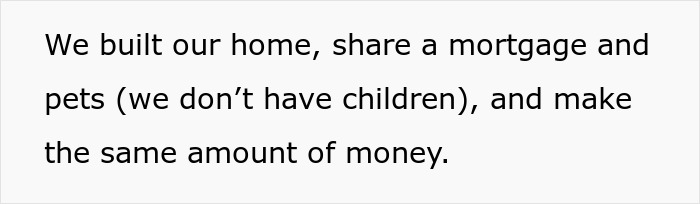 Text highlighting a married couple sharing a home, mortgage, pets, and income, reflecting challenges after wife came out as trans. Text highlighting a married couple sharing a home, mortgage, pets, and income, reflecting challenges after wife came out as trans.