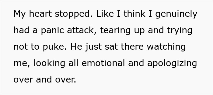 Text discussing a relationship panic after an April Fools' joke about a fake affair and pregnancy went wrong. Text discussing a relationship panic after an April Fools' joke about a fake affair and pregnancy went wrong.