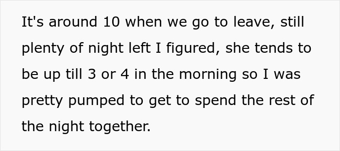Text detailing excitement for night plans; guy anticipates time with long-distance girlfriend.