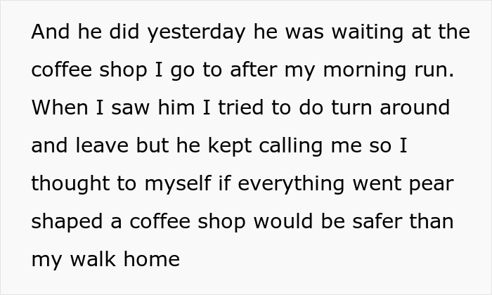 Text exchange after a woman gets dumped, ex waits at coffee shop trying to reconnect.