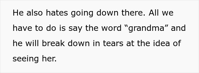 Text describing a child's fear of his neglectful grandma when he hears the word "grandma. Text describing a child's fear of his neglectful grandma when he hears the word "grandma.