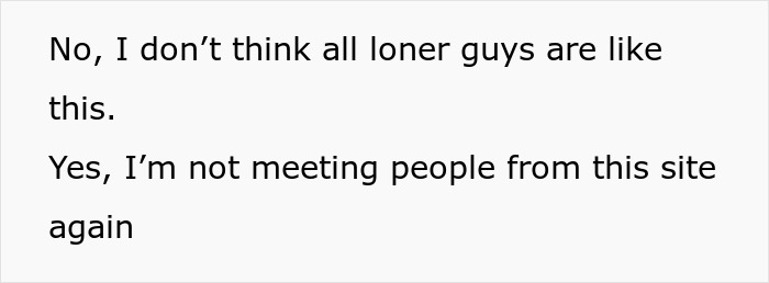 Text exchange about rejecting meeting standards on a dating site. Text exchange about rejecting meeting standards on a dating site.