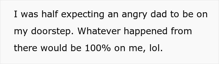 Text about an angry dad expected on doorstep, reflecting tension over son's grades and girlfriend.