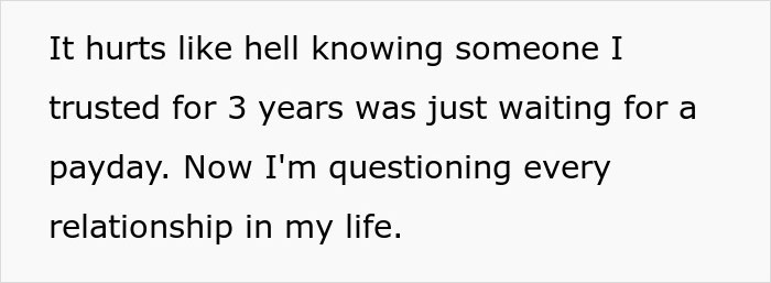Text expressing trust issues after breakup, questioning all relationships.