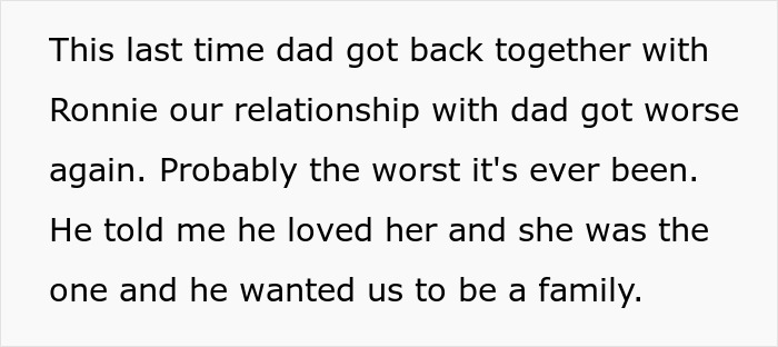 Text discusses family tensions as woman tries to connect with fiancé's daughter, facing challenges and emotional strain. Text discusses family tensions as woman tries to connect with fiancé's daughter, facing challenges and emotional strain.
