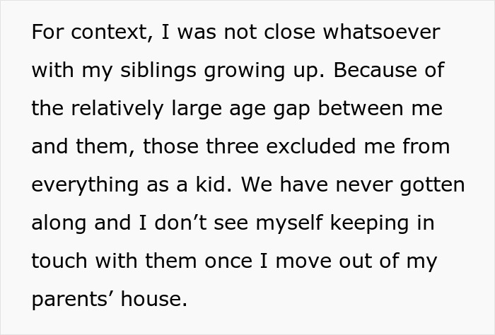 Text from a post discussing sibling relationships and caregiving decisions. Text from a post discussing sibling relationships and caregiving decisions.