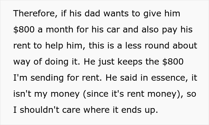 Text screenshot about a boyfriend pocketing $800 rent money. Text screenshot about a boyfriend pocketing $800 rent money.