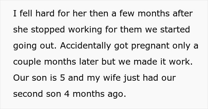 Text discussing family dynamics, including having a new baby and a 5-year-old son. Text discussing family dynamics, including having a new baby and a 5-year-old son.