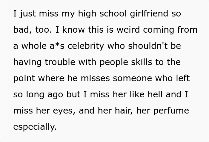 Anonymous celebrity confesses online about feeling tired and disillusioned, expressing longing for a past relationship.