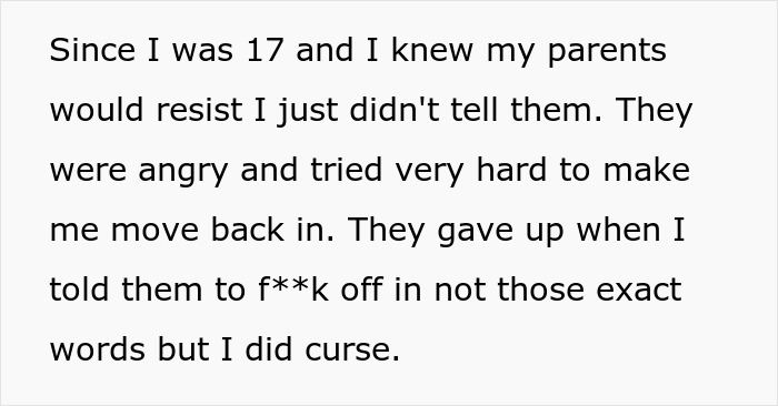 Text describing a teen's defiance against parents after harassment and running away.