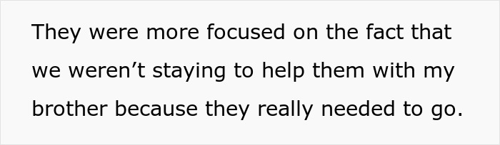 Text about parents focused on son not staying to help with babysitting. Text about parents focused on son not staying to help with babysitting.