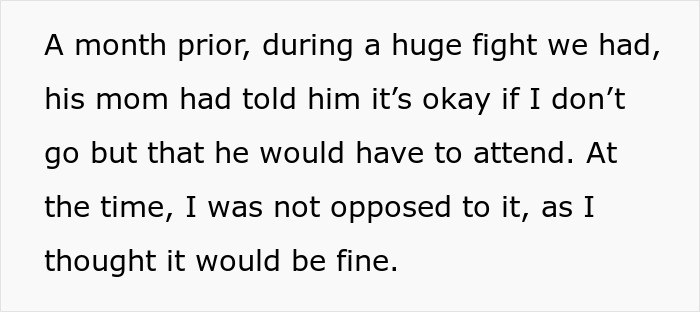 Text discussing a mom-to-be's disagreement with husband over attending a wedding near her due date.