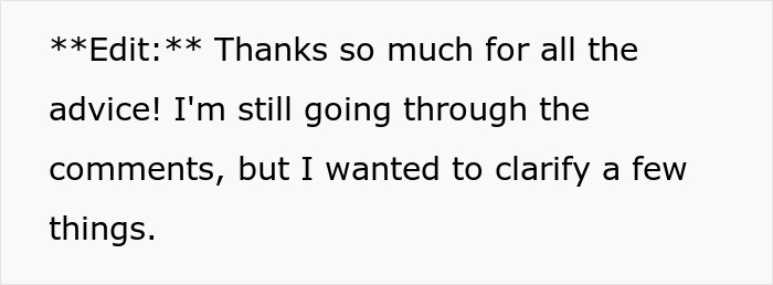 Text message edit thanking for advice and wanting to clarify things.