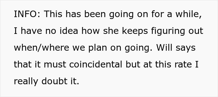 Text message discussing man's ex and secret dates coincidence.