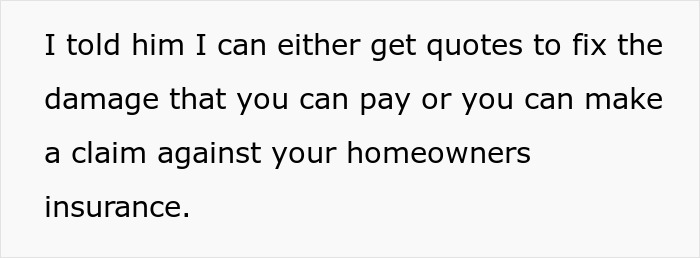 Text discussing storm damage and insurance, related to a trampoline incident.