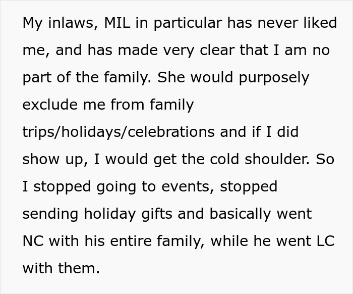 Text describing a tense relationship between MIL and DIL, with feelings of exclusion and going no contact.