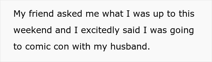 Text excerpt about a woman choosing an affordable getaway with husband over a friend&rsquo;s expensive wedding.