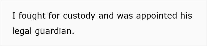 Grieving brother's custody battle resolution text displayed. Grieving brother's custody battle resolution text displayed.
