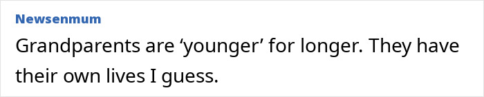 Text highlighting modern grandparenting double standards, noting they're 'younger' for longer and have independent lives.