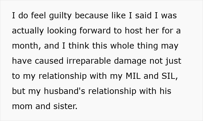 Text about family relationships and expectations involving a MIL visiting for two years instead of one month. Text about family relationships and expectations involving a MIL visiting for two years instead of one month.