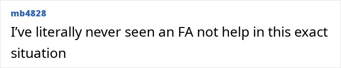 Comment discussing flight attendant and help situation. Comment discussing flight attendant and help situation.