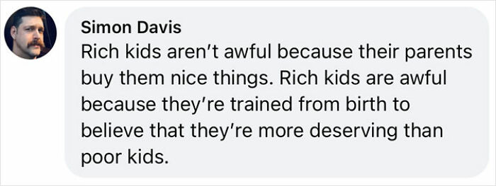 Simon Davis comment on perceptions of rich kids' upbringing and entitlement.