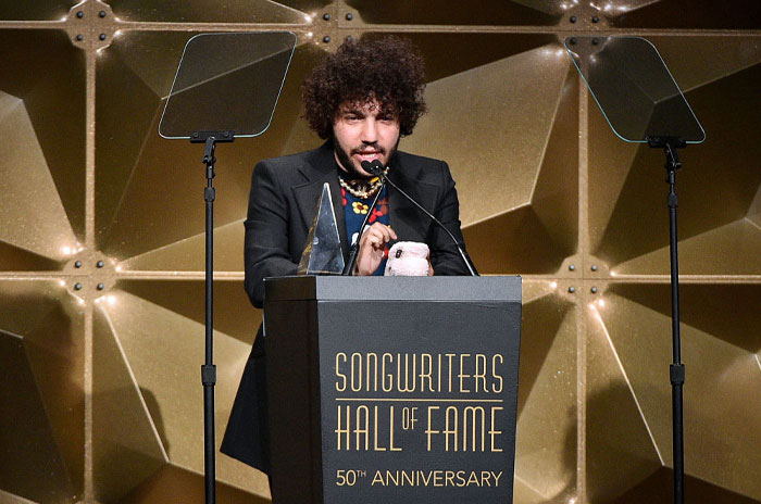 Hitmaker Benny Blanco speaking at the Songwriters Hall of Fame 50th Anniversary.