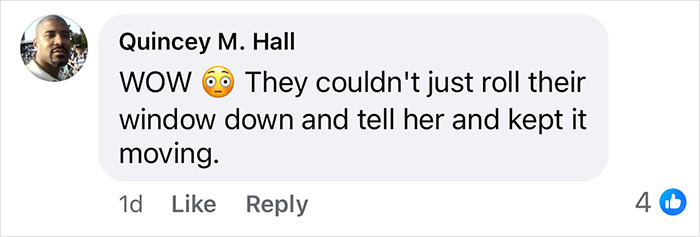 Comment discussing a Black woman detained for walking on the wrong side of the road and unfair treatment in a viral video.