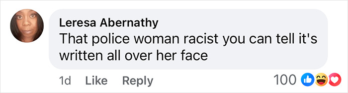 Comment on social media post about racial issues in police encounters.
