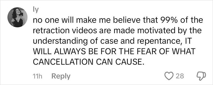 Online comment questioning the sincerity of retraction videos after mocking transplant patient. Online comment questioning the sincerity of retraction videos after mocking transplant patient.