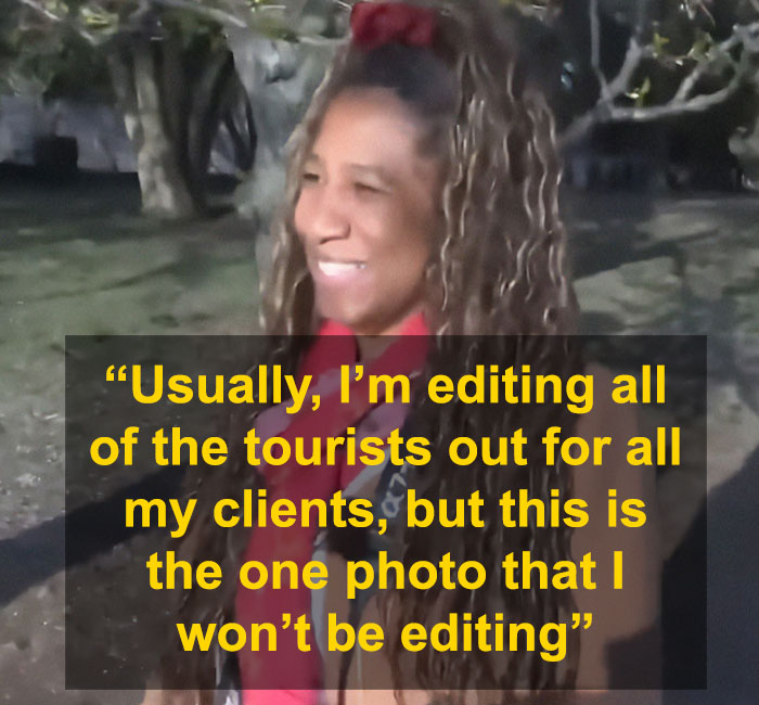 Photographer smiles, deciding not to edit Obama's surprise photobomb during kids' photo shoot.