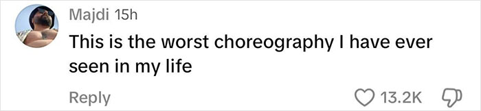 Comment criticizing choreography with 13.2K likes, related to Katy Perry's tour.