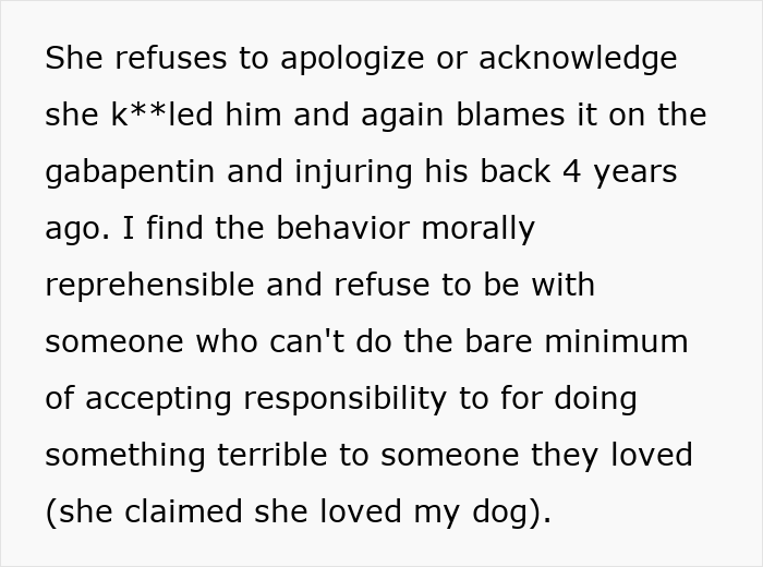 Text excerpt about weighted blanket incident involving dog with injured back.