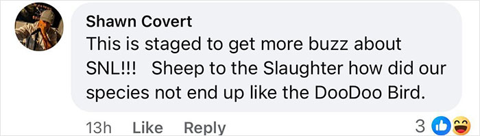 A comment discussing SNL and Morgan Wallen's actions.