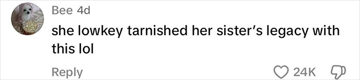Comment discussing a sister's legacy related to a viral Karen video confrontation.