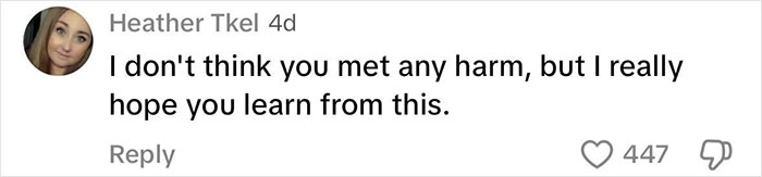 Comment on teacher's daycare controversy with 447 likes.